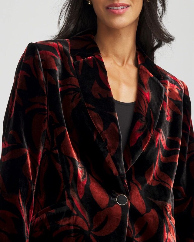 Velvet Printed Blazer - image 4